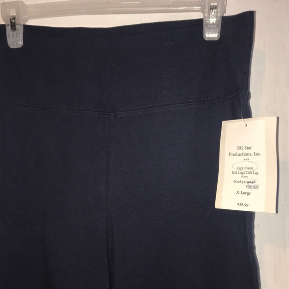 Navy Blue Tae Bo Kicking Man Logo Capri Pants - Picture 3 of 4